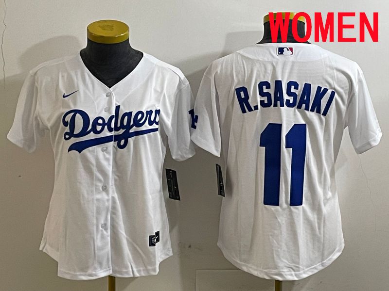 Women Los Angeles Dodgers 11 R.Sasaki White Game 2025 Nike MLB Jersey style 1